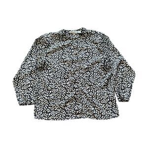 Vintage Oscar de La Renta Blouse Women's 12 Expressions 80's Leopard Print Shirt